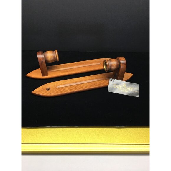 Vtg The Cape Craft Collection Wood Wall Sconces Candle Holders NEW - Set of 4 - Picture 6 of 16